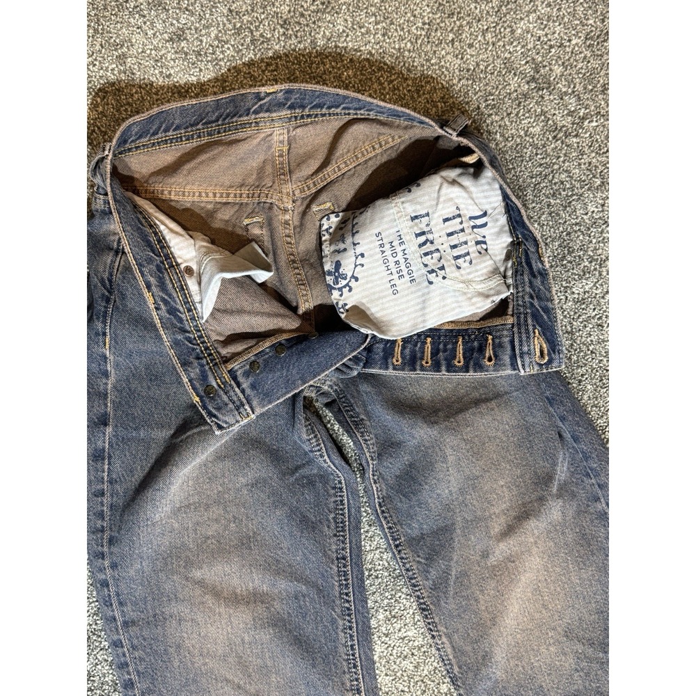 Free People We The Free Maggie Mid-Rise Straight Leg Jeans - Back Alley Blue -28 - Picture 9 of 9
